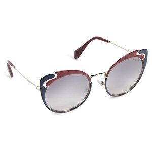 NEVER WORN Miu Miu Cat Eye Sunglasses MU 57TS HB5GR0 in Gold/Blue/Burgundy